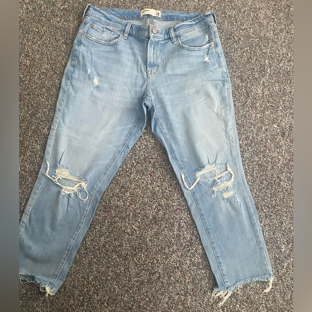 Garage Light-Washed, Straight Ankle Jeans